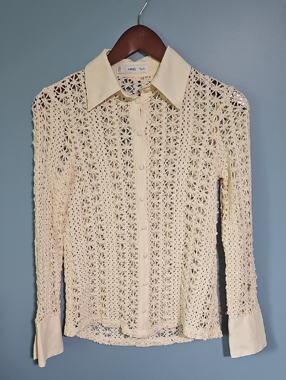 Mango Cream Crochet Shirt Size 4